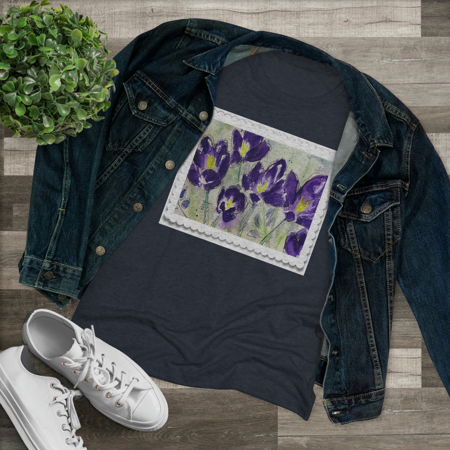 Crocuses Camiseta ajustada Triblend Tee para mujer