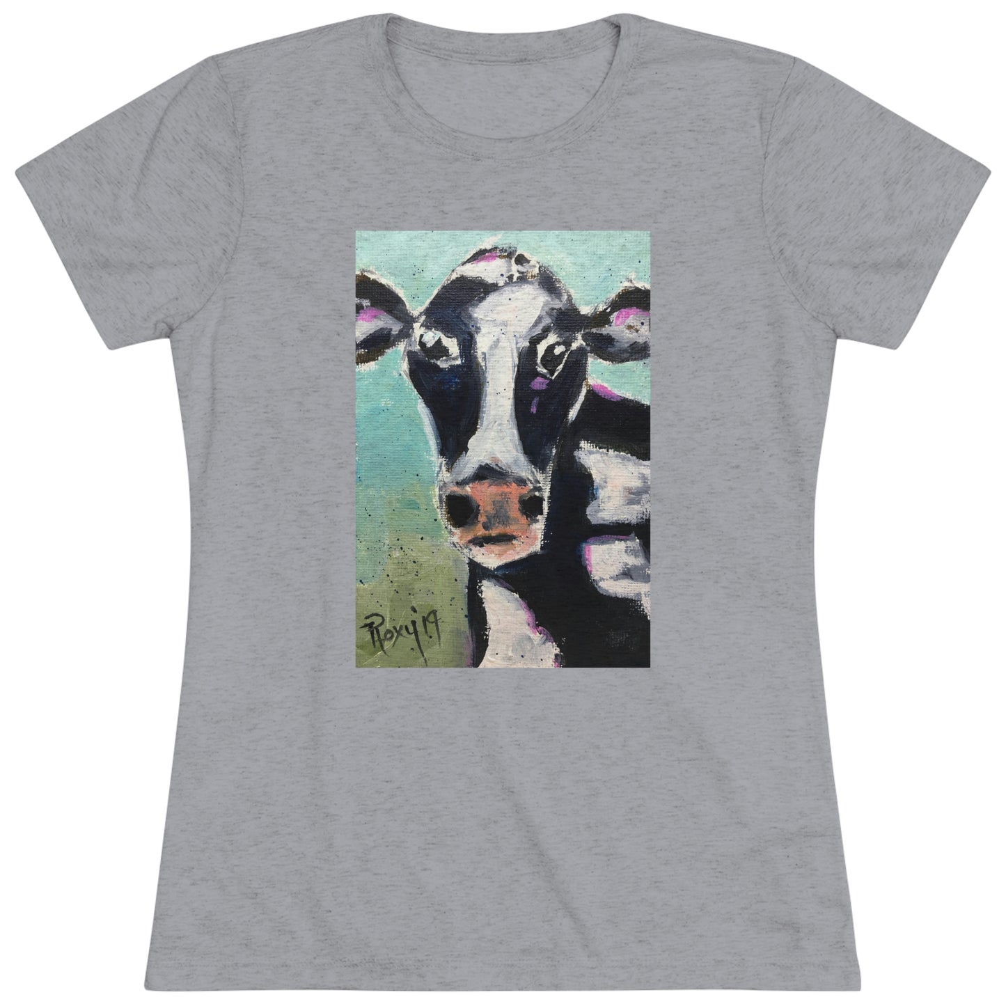 Edna Cow Camiseta ajustada Triblend Tee para mujer