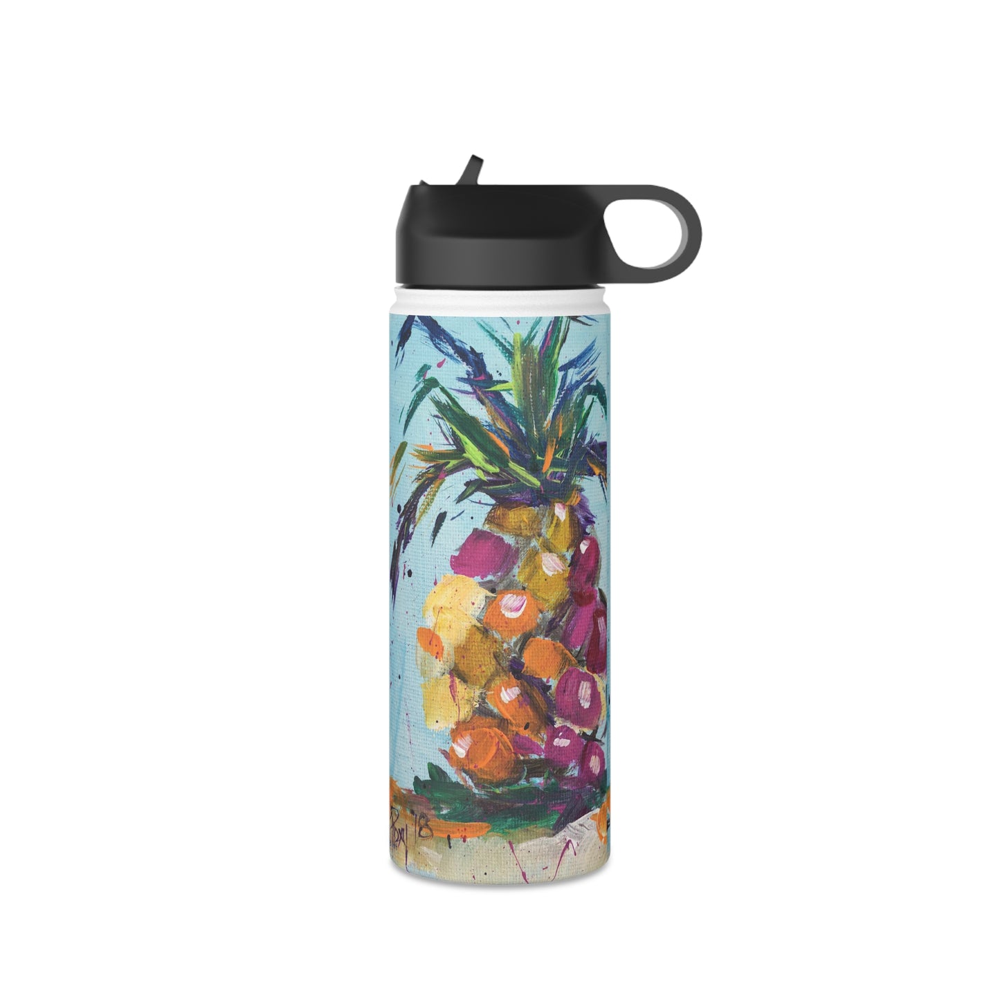 Pink Pineapple Stainless Steel Water Bottle, Standard Lid