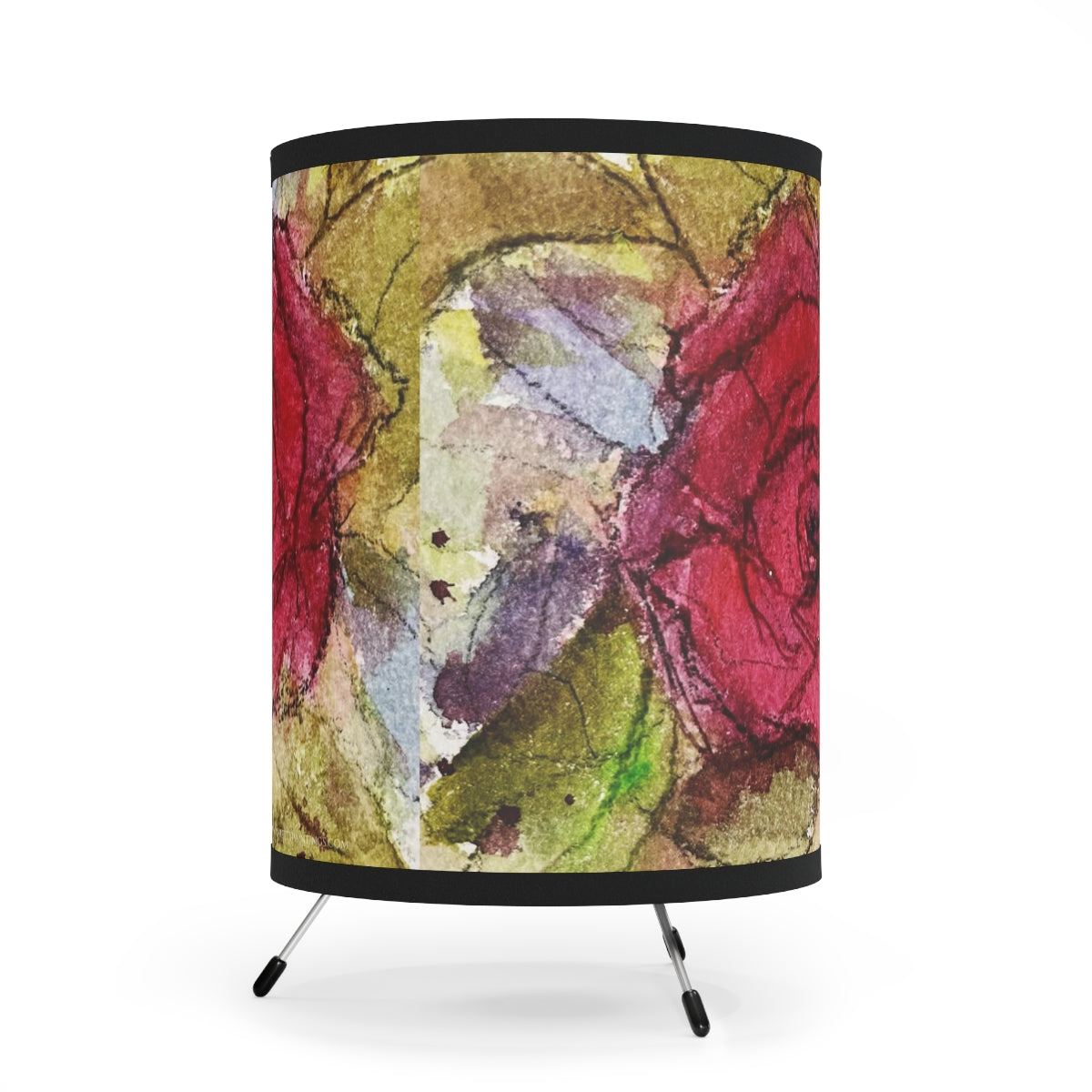 Red Rose painting  Tripod Lamp