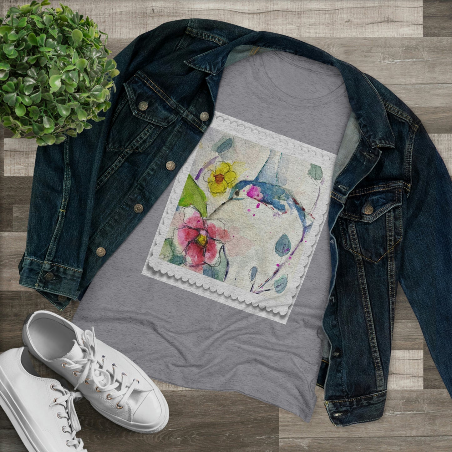 Camiseta Triblend Tee ajustada para mujer Hummingbird