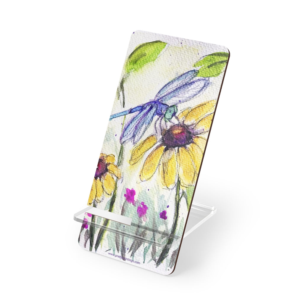 Blue Dragonfly on a Coneflower Phone Stand