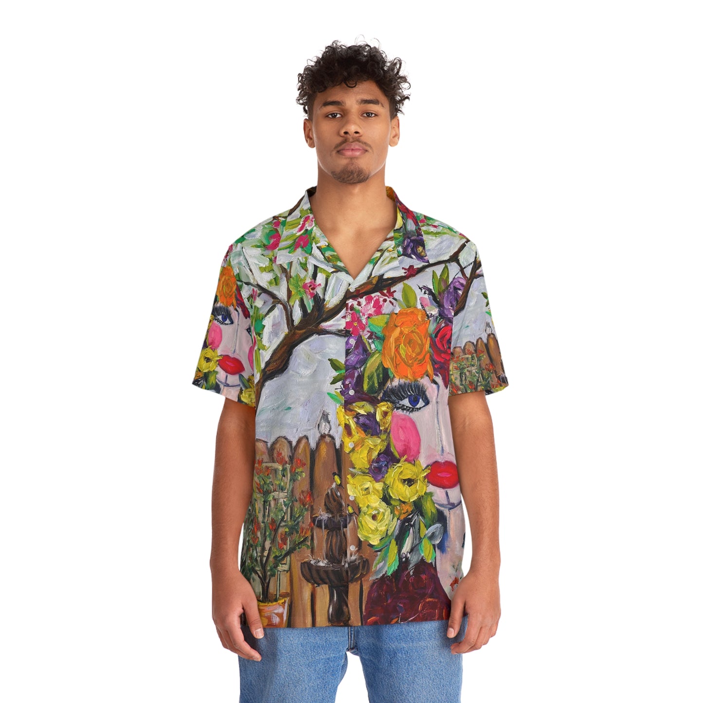Birds and Blossoms Men's Hawaiian Shirt