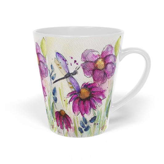 Tasse à latte de jardin libellule violette, 12 oz