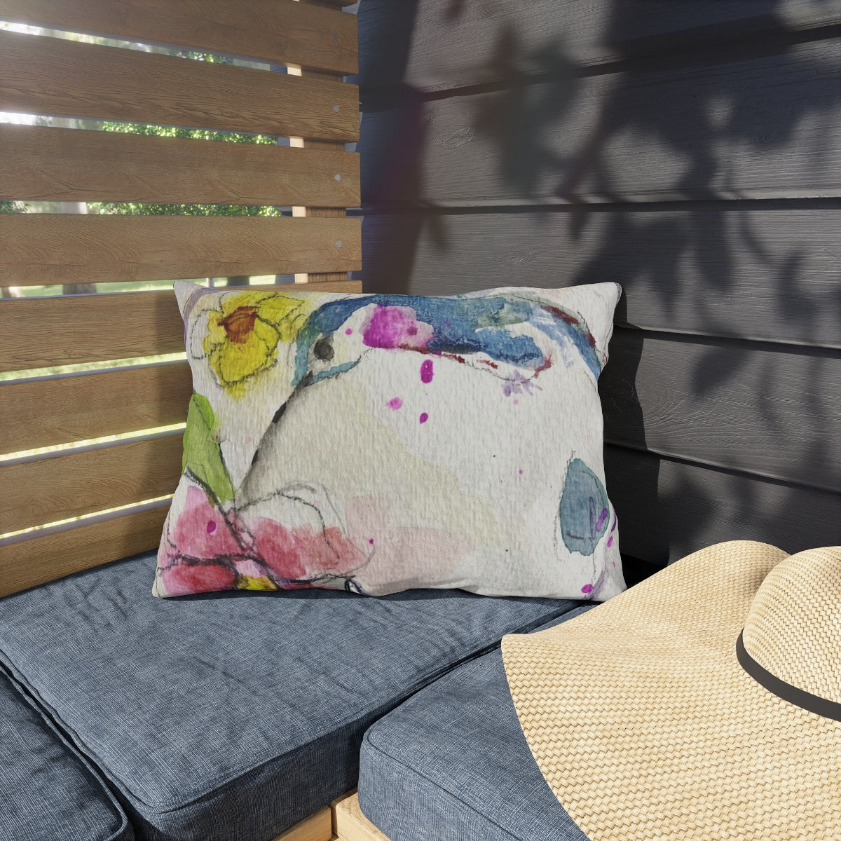 Magical Floating Hummingbird Outdoor Pillows