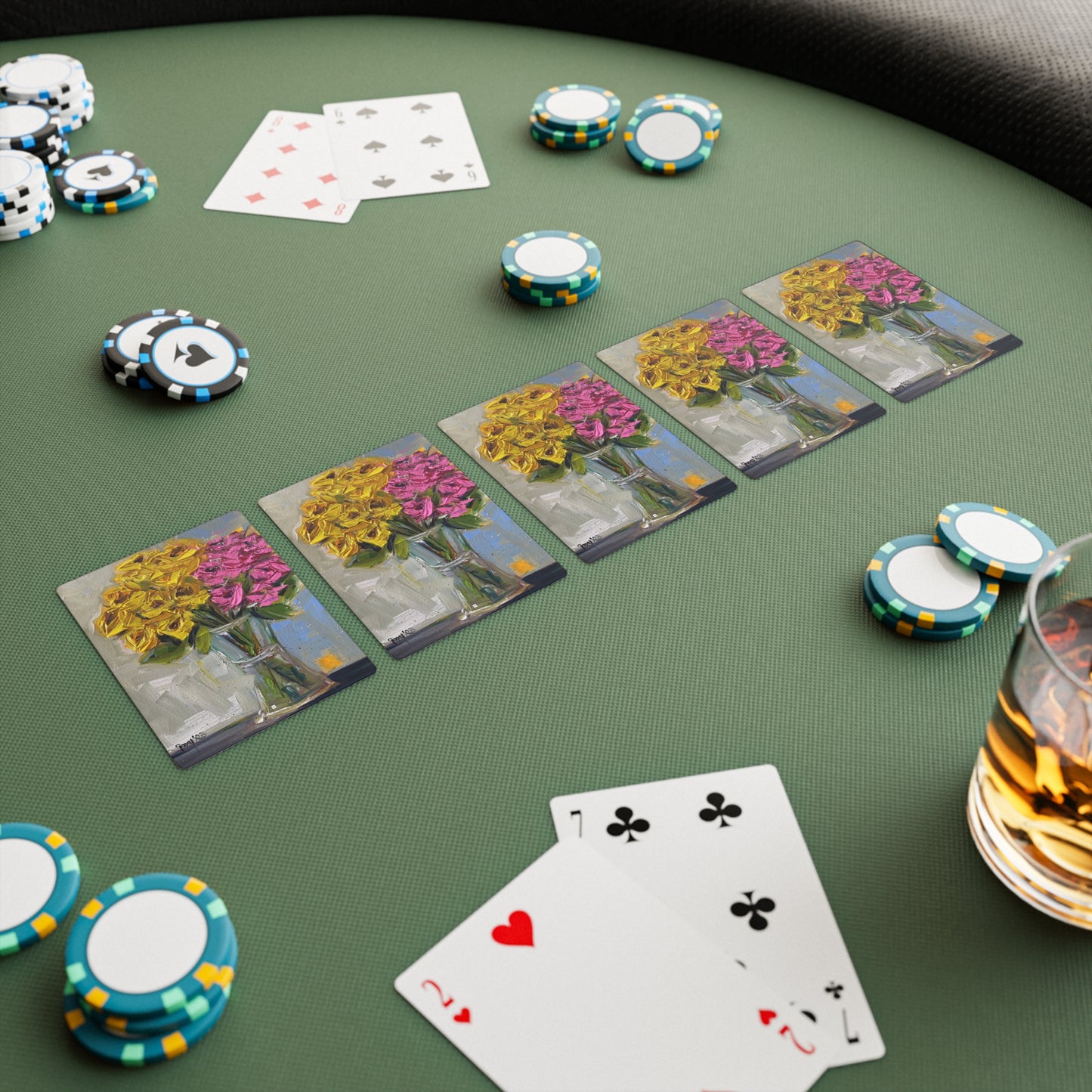 Cartes de poker/cartes à jouer roses et jaunes