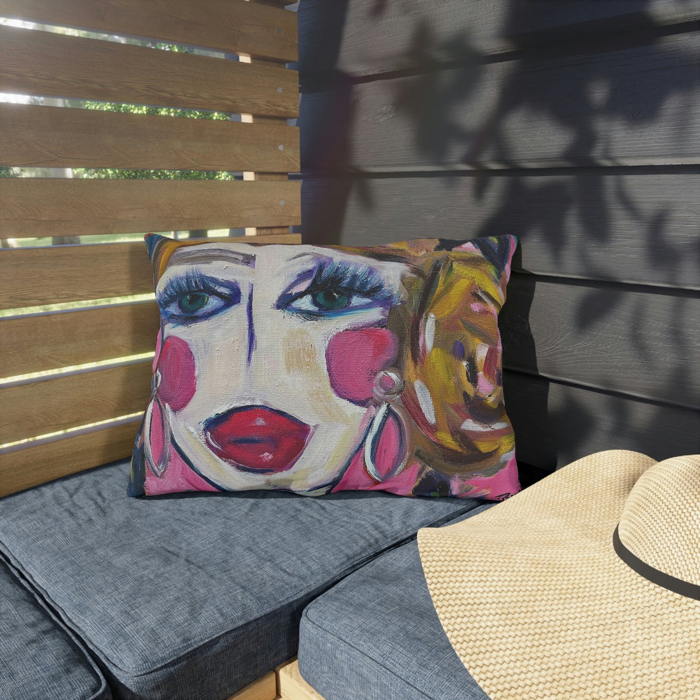 Lady with Irises Outdoor Pillows