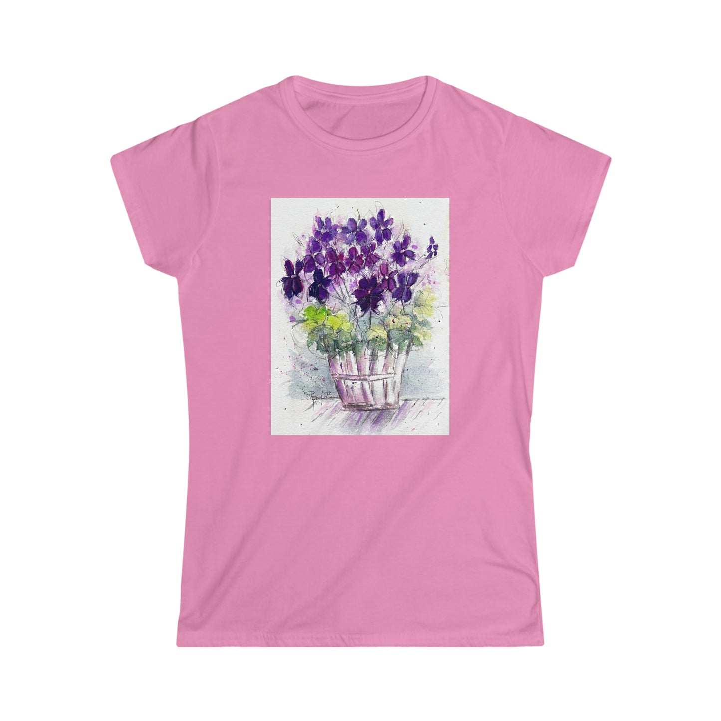 Purple Ivy Geraniums in a Basket Women's Softstyle  Semi-Fitted Tee