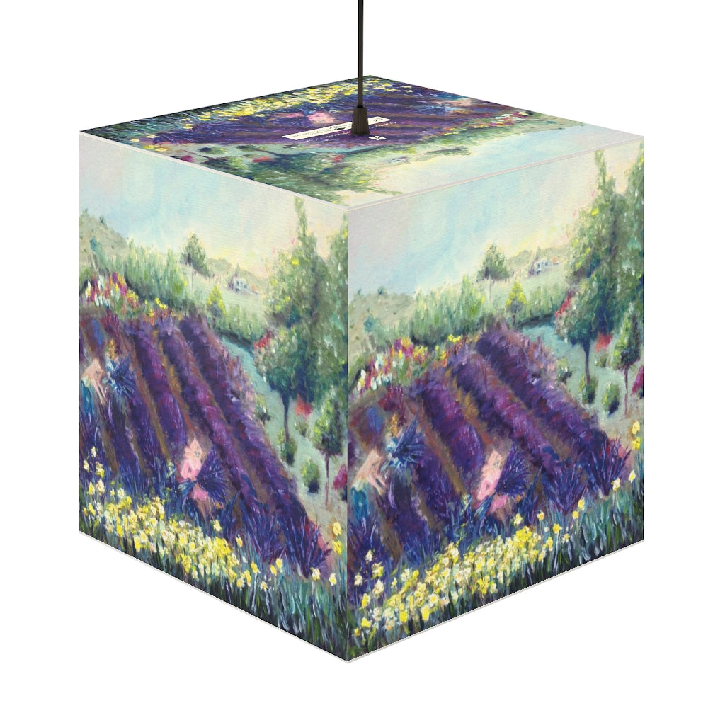 "Provence" Lavender Farm Cube Lamp
