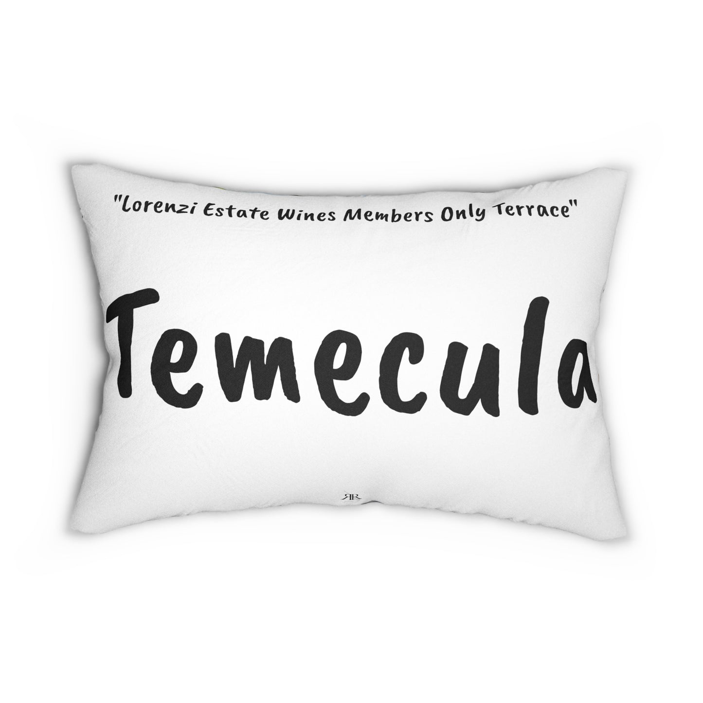 Temecula Lumbar Pillow featuring "Lorenzi Estate Wines Members only Terrace" painting and "Temecula"