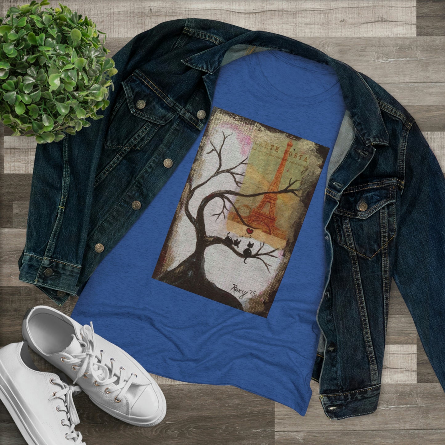 Incluso a los gatos les encanta Paris Whimsical camiseta Triblend ajustada para mujer