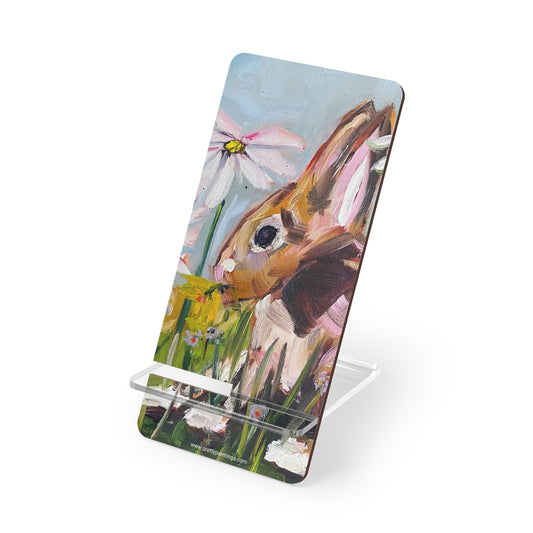 Lapin dans mon support de téléphone portable de jardin