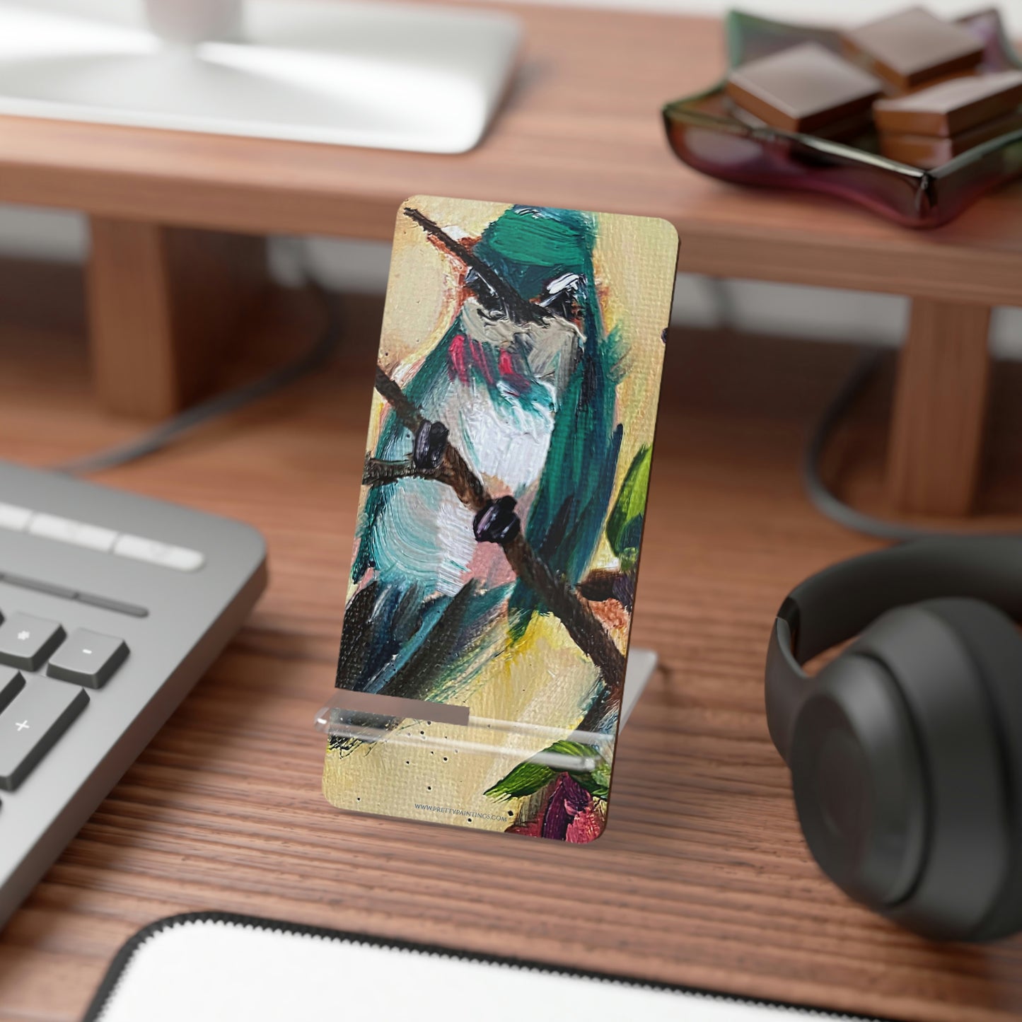 Hummingbird on a Rose Bush- Phone Stand