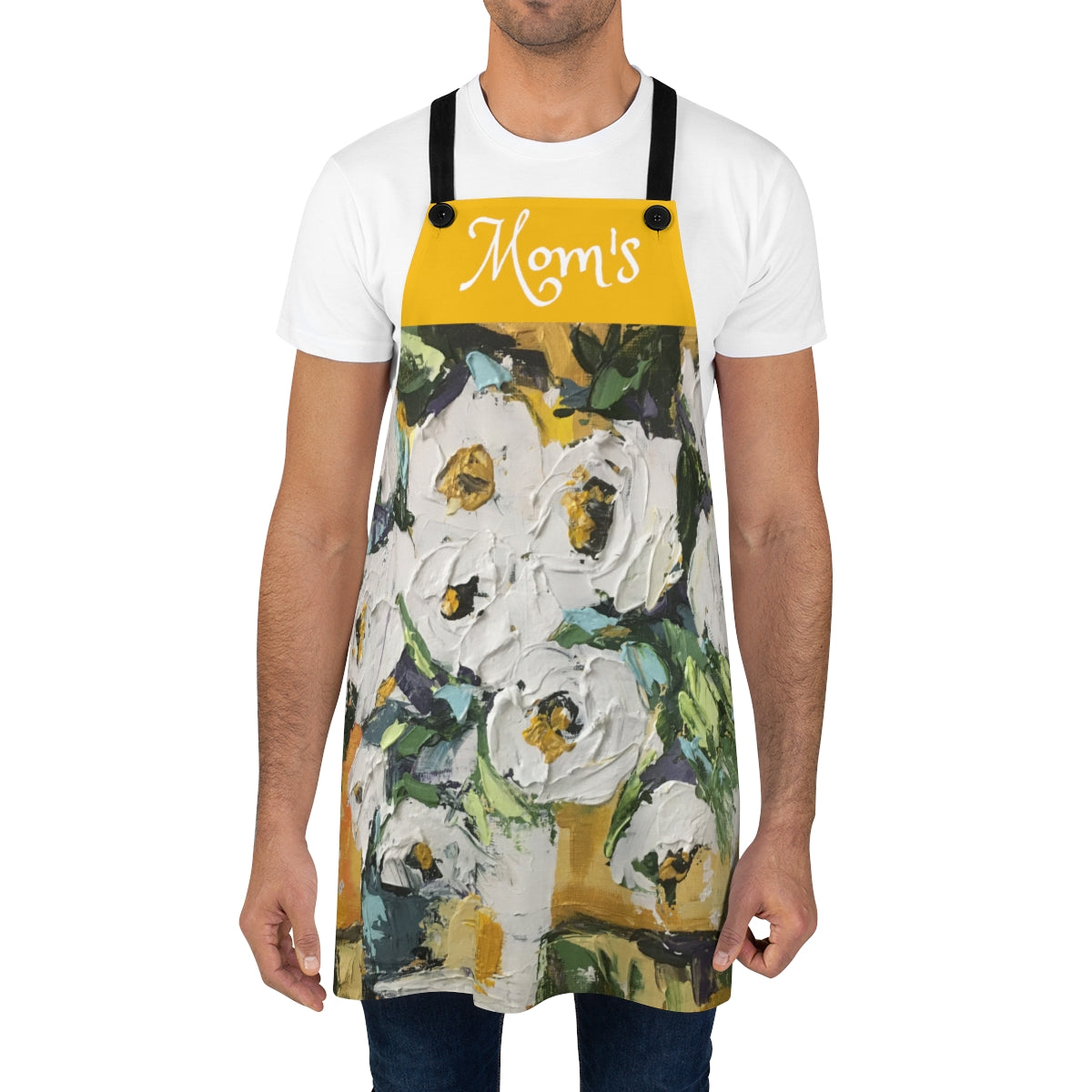 Mom's  Yellow  Kitchen Apron  with Original Shabby Roses