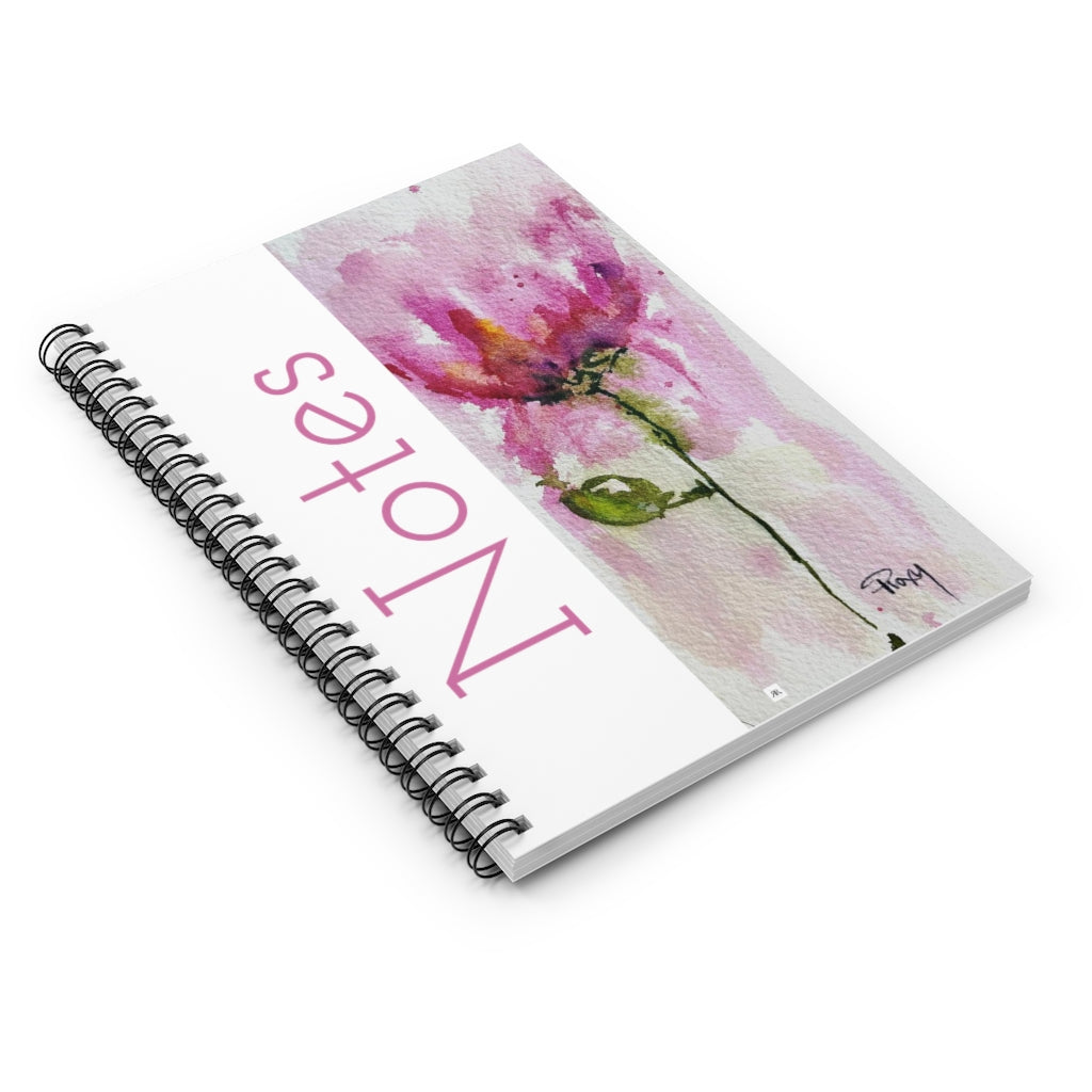 Pink Flower  "Notes" Spiral Notebook