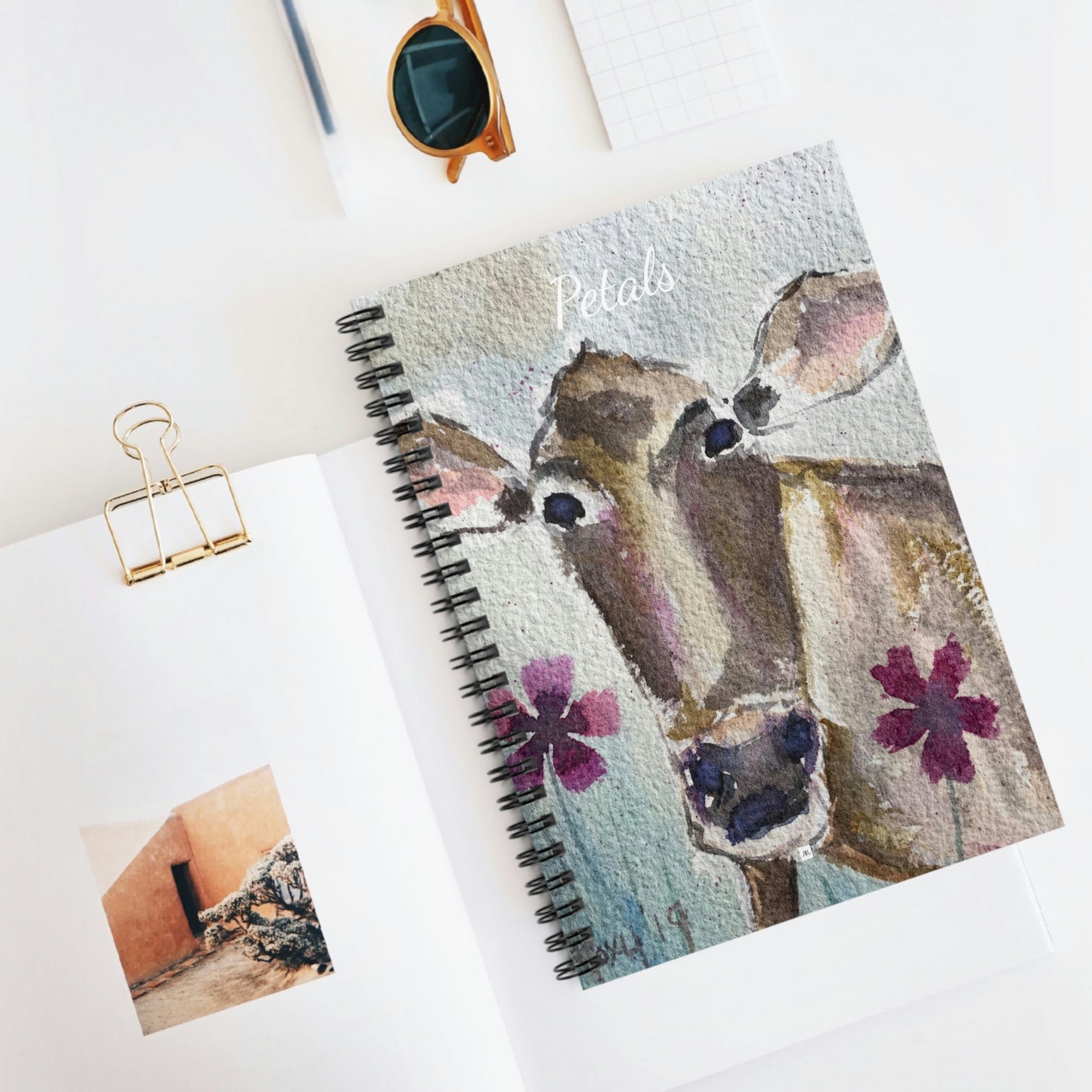 Petals Cow - Whimsical Cow Painting Spiral Notebook