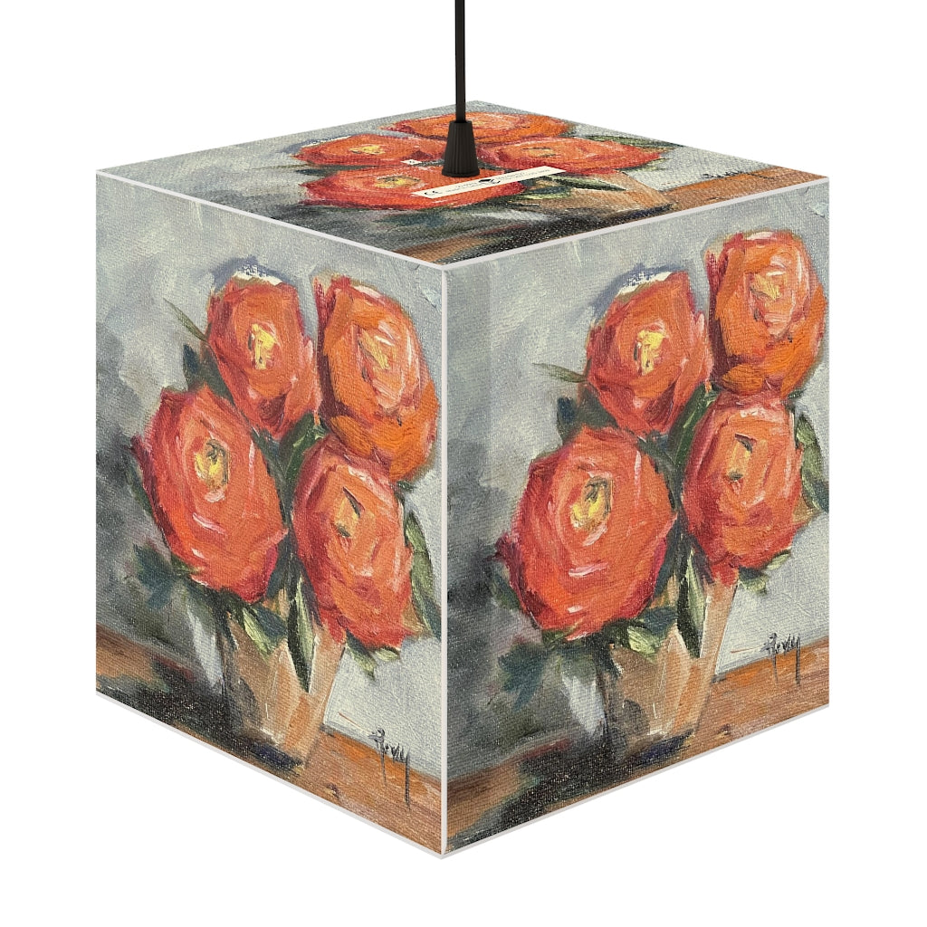 Orange Roses Cube Lamp