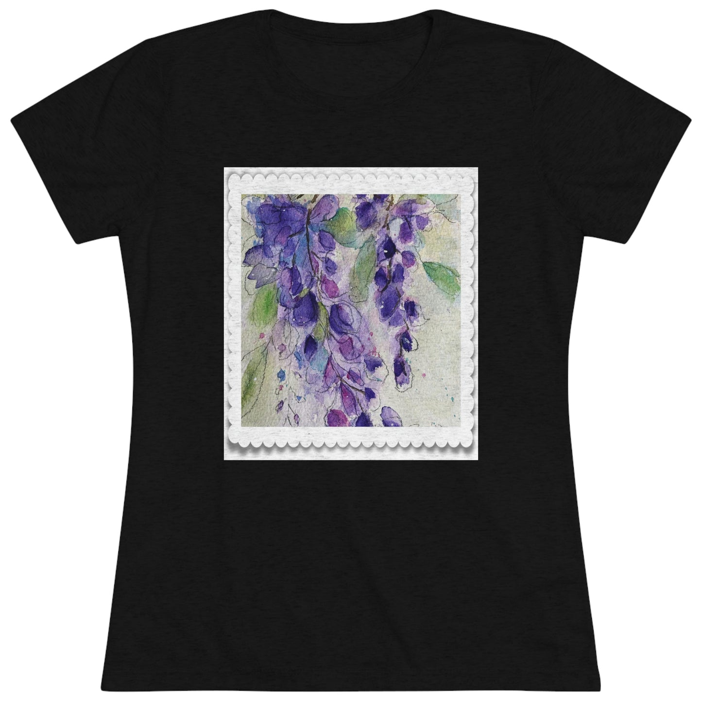 Wisteria Loose Floral Aquarelle T-shirt Triblend ajusté pour femmes