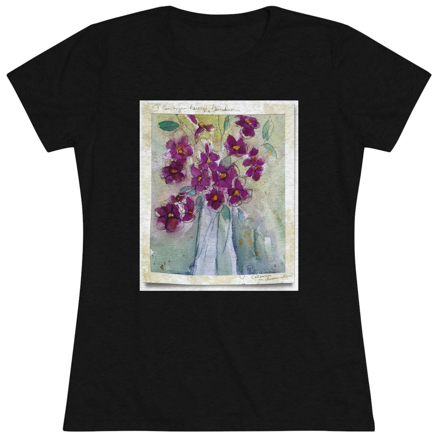 Tee-shirt Triblend Tee ajusté pour femmes Pink Wildflowers