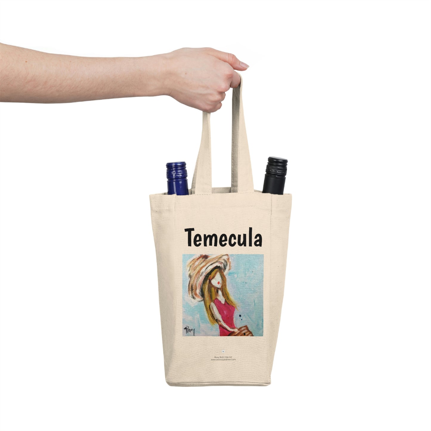 Temecula Double Wine Tote Bag con pintura "Beach Babe"