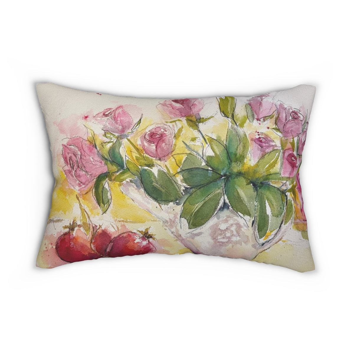 Roses and Pomegranates Lumbar Pillow