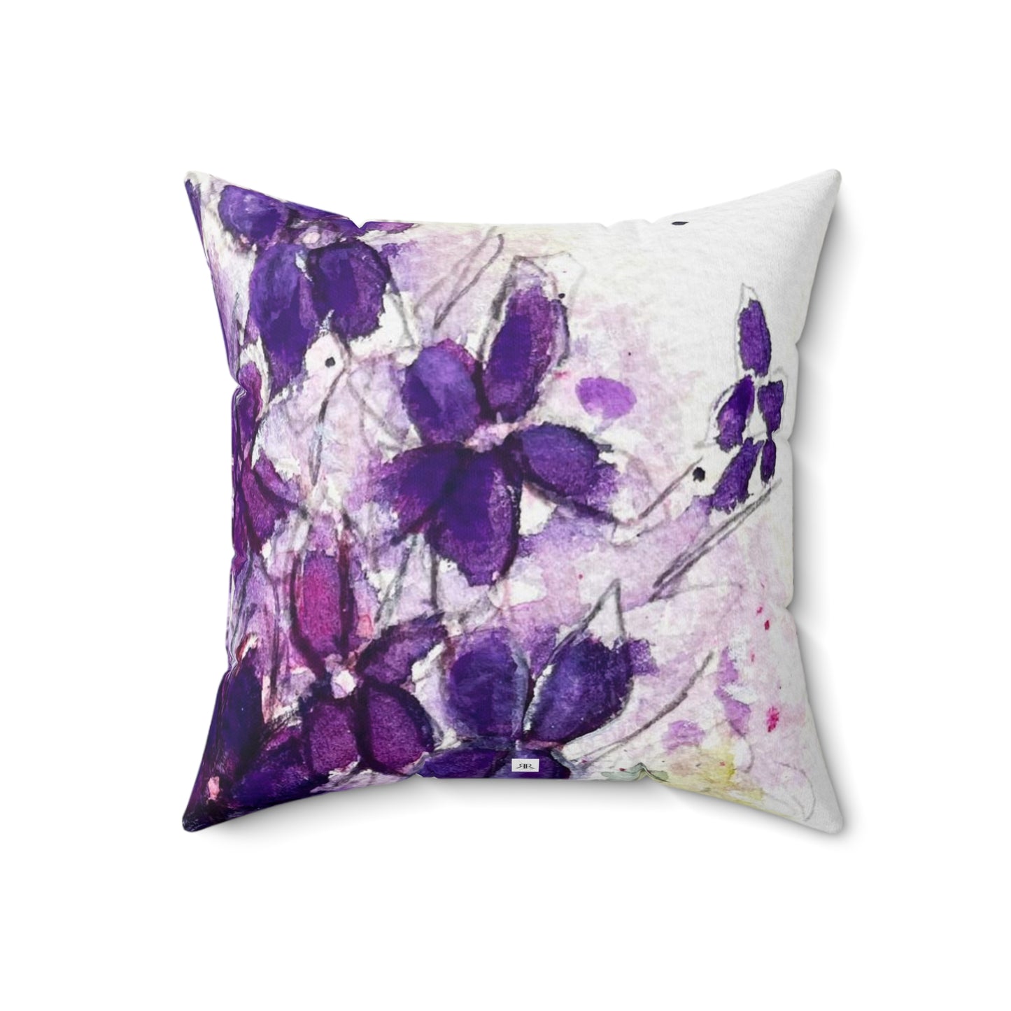 Oreiller carré en polyester filé d’intérieur Purple Ivy Geraniums