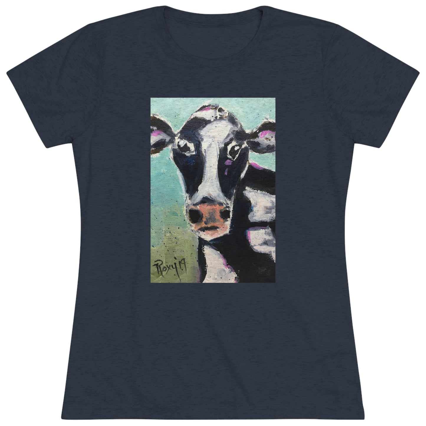 Edna Cow Camiseta ajustada Triblend Tee para mujer