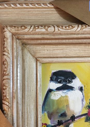 Chickadee Original Oil Painting 4x4 Framed