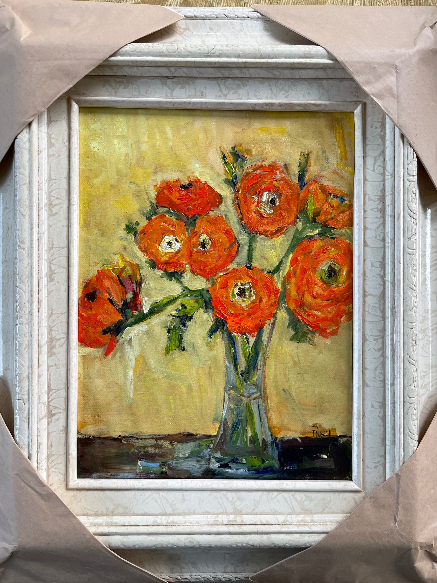 Orange Ranunculas-Original Oil Painting