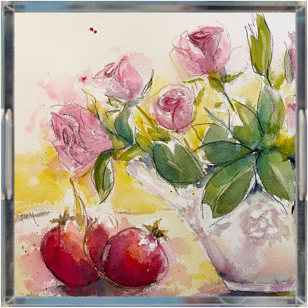 Roses and Pomegranates  Acrylic Tray