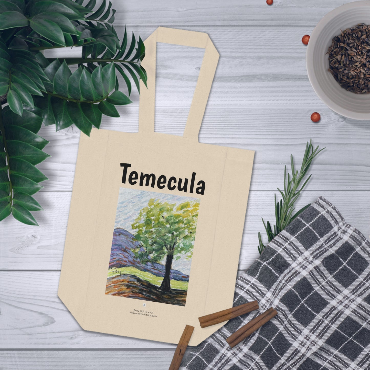 Sac fourre-tout double à vin Temecula avec peinture « L'arbre »