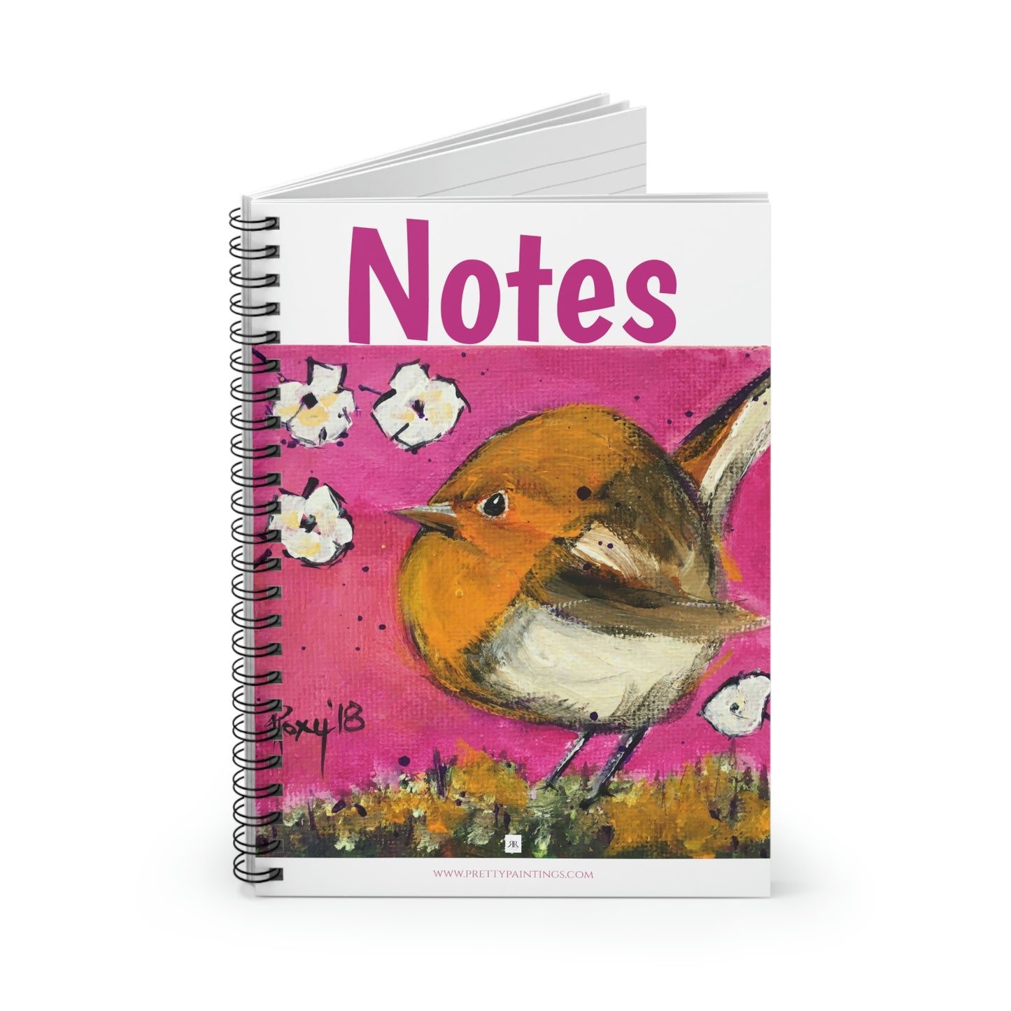 Adorable Whimsical Wren "Notes" Spiral Notebook