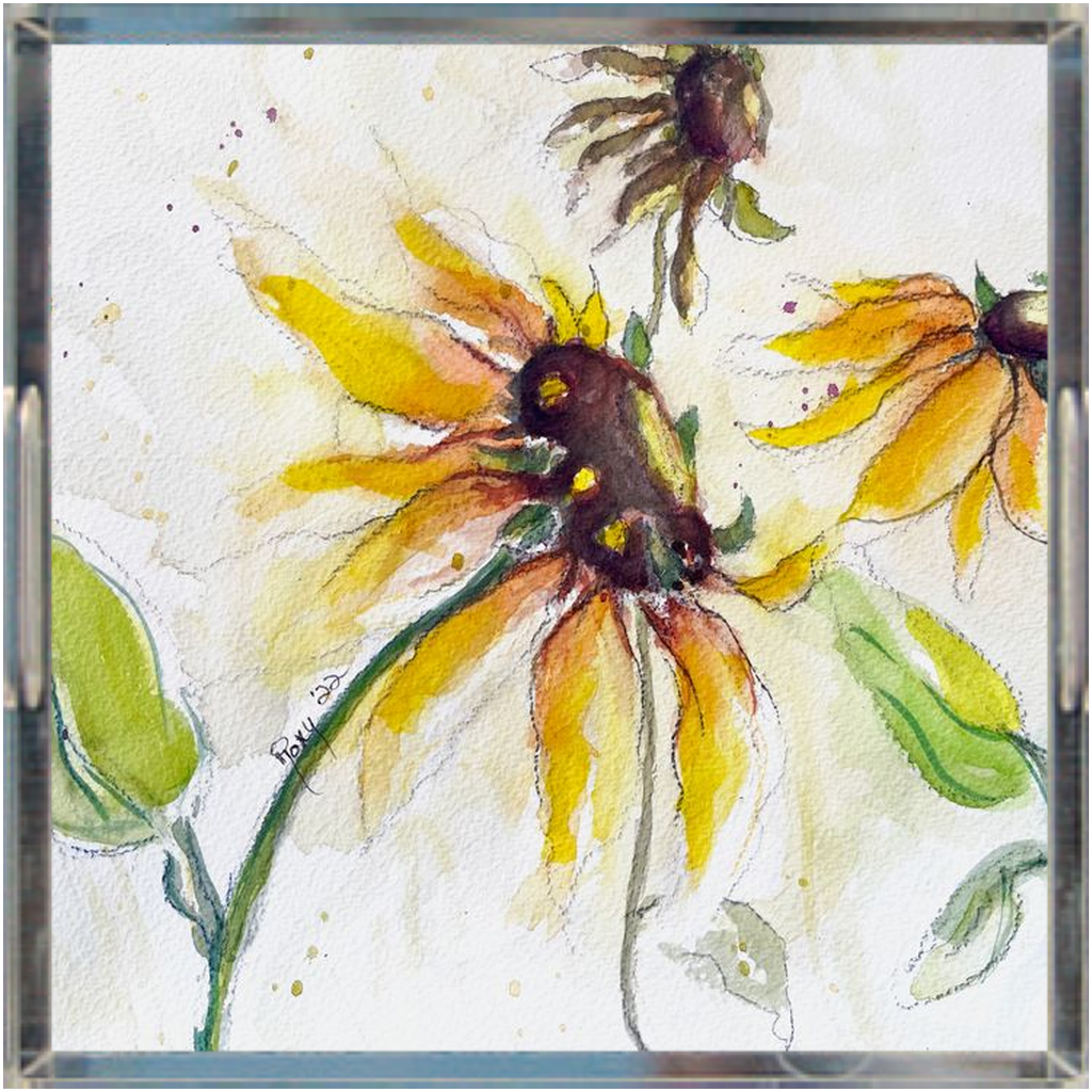Autumn Sunflowers Acrylic Tray