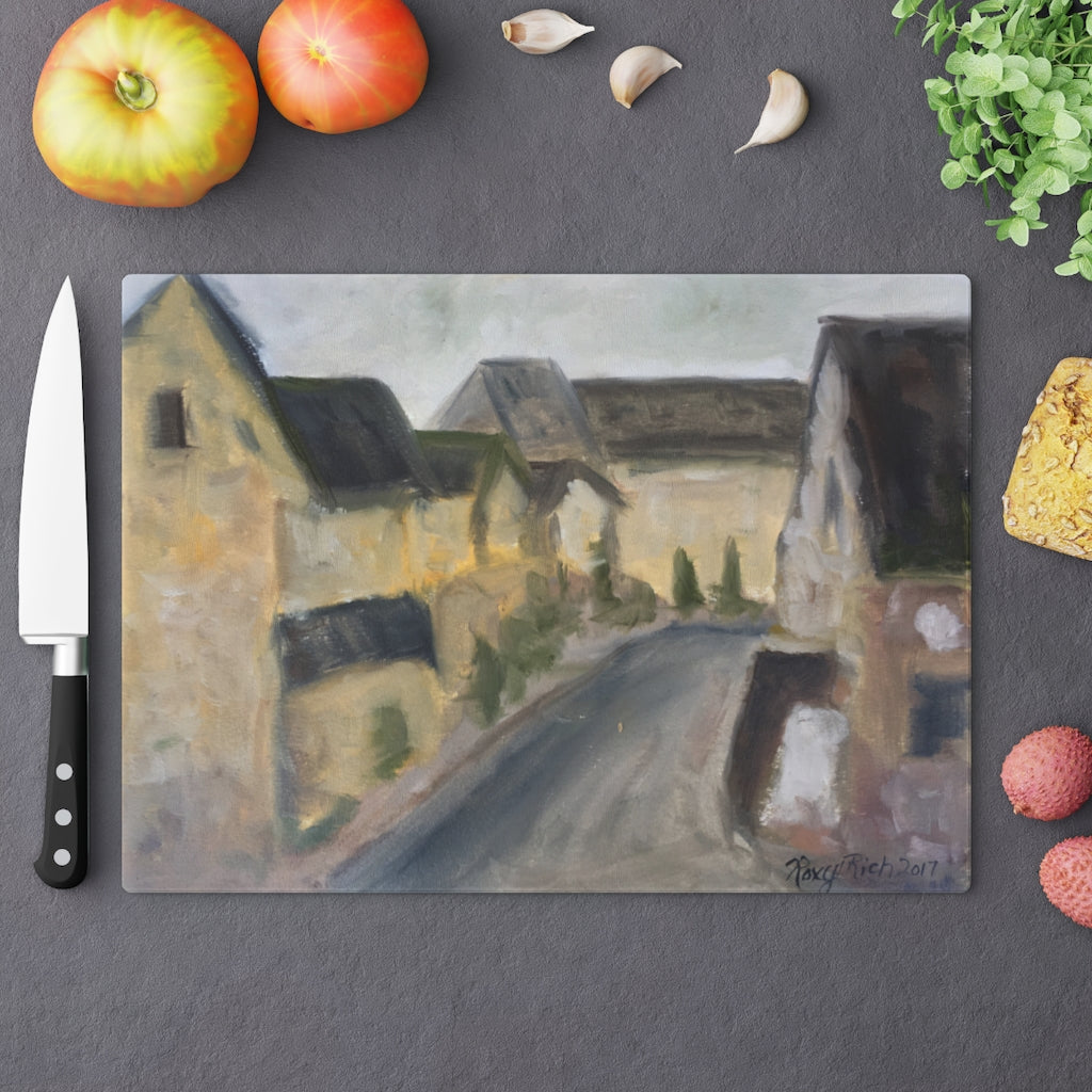 Lower Slaughter Costwolds Glass Cutting Board