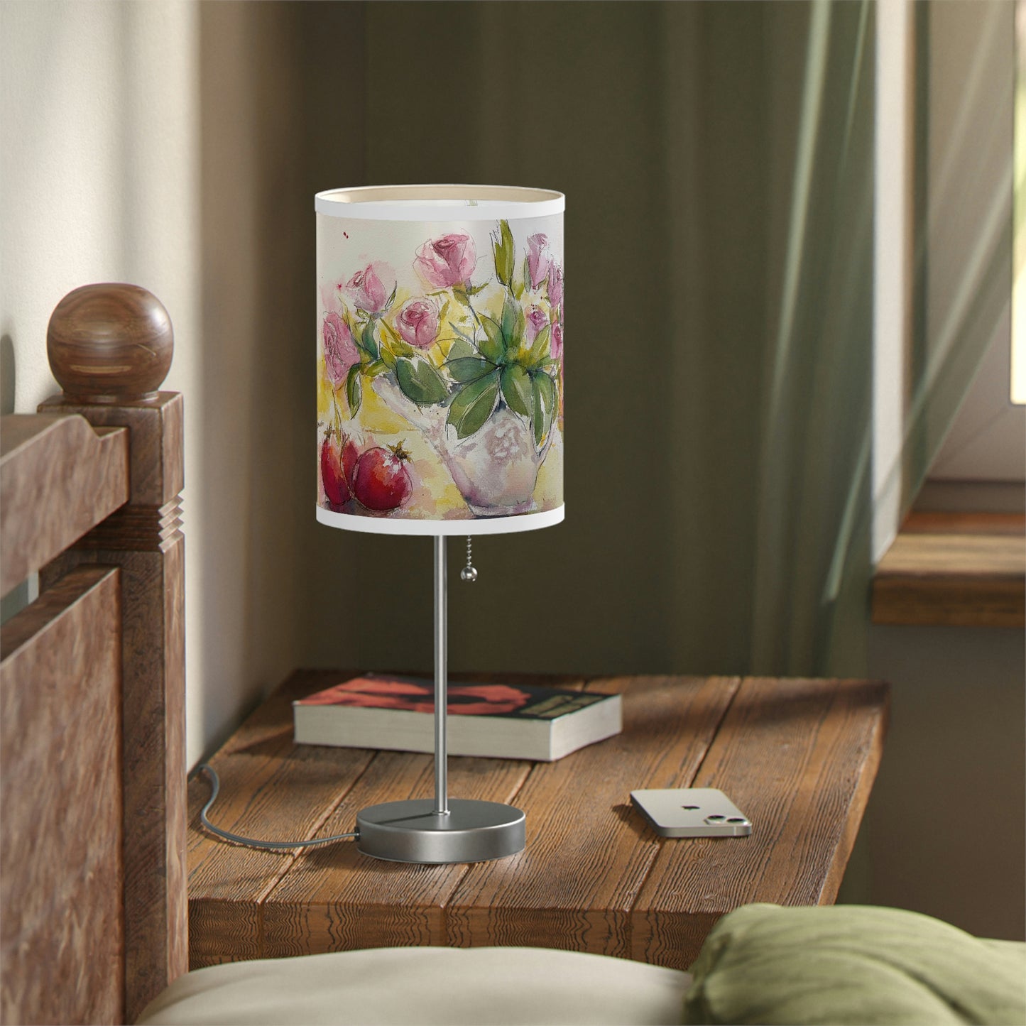 Roses and Pomegranates Lamp on a Stand, US|CA plug
