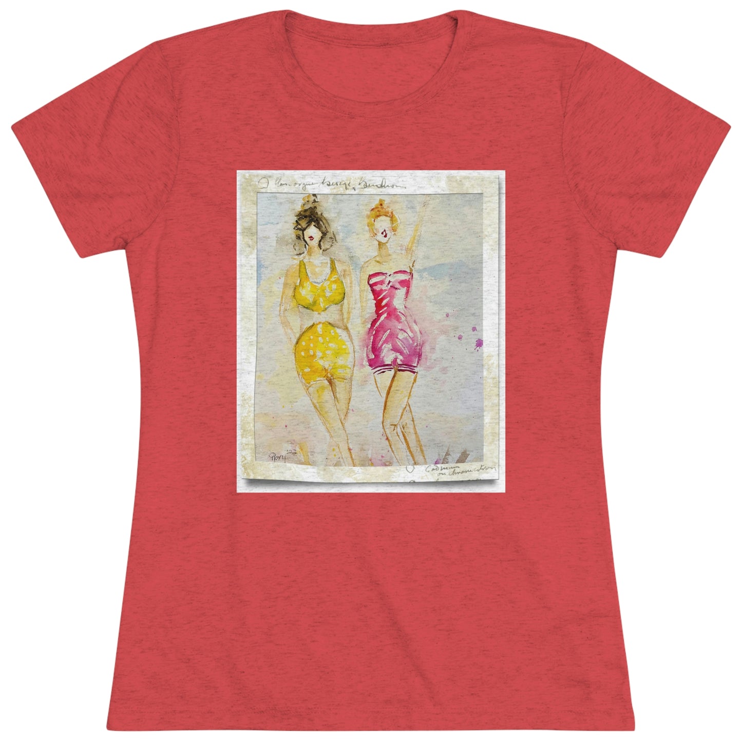 Back in the Day Beach Babes (image on front) Women's fitted Triblend Tee  tee shirt