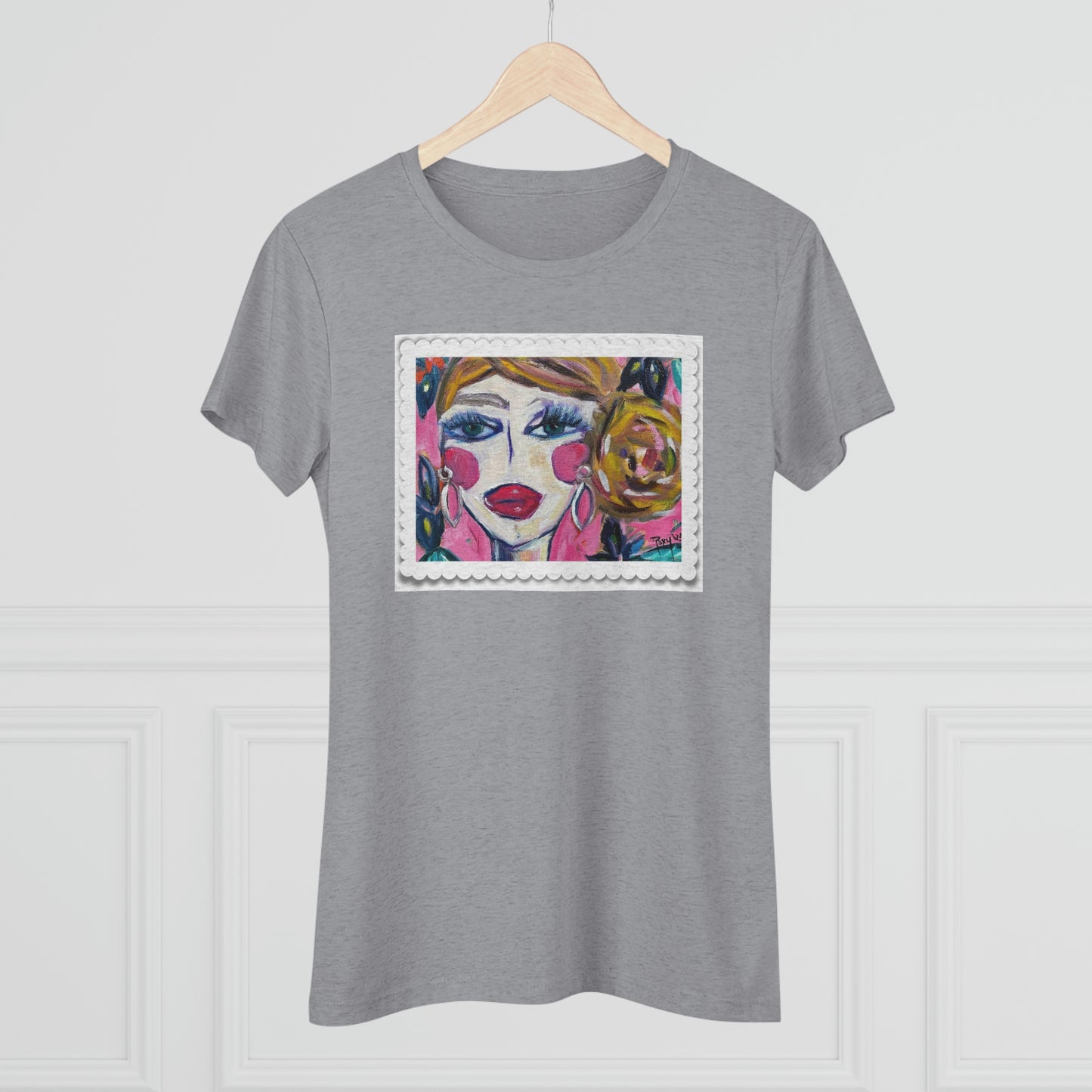 Lady with Irises Women's fitted Triblend Tee  tee shirt