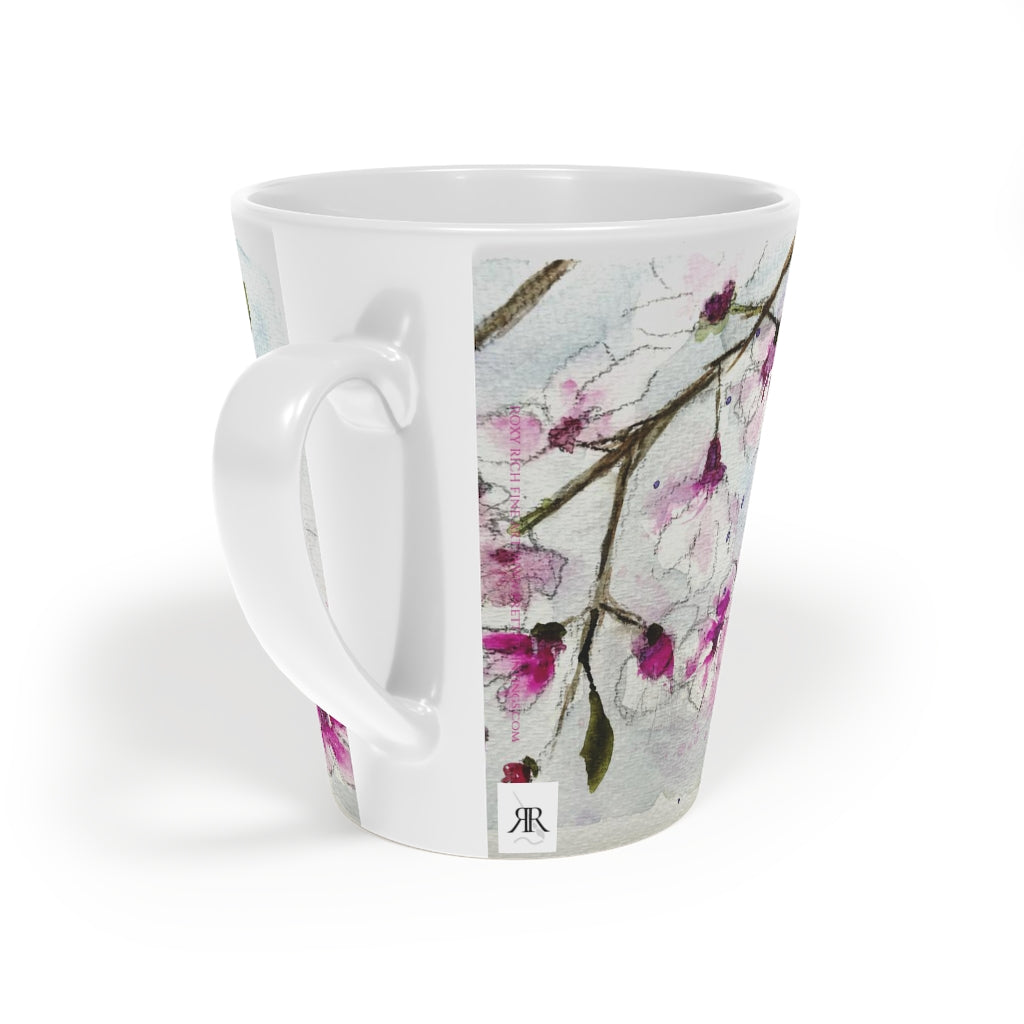 Tasse à latte en fleurs de cerisier roses moelleuses, 12 oz