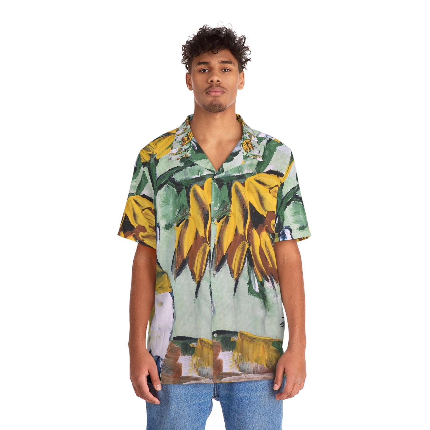 Sunflowers in a White Vase Men's Hawaiian Shirt