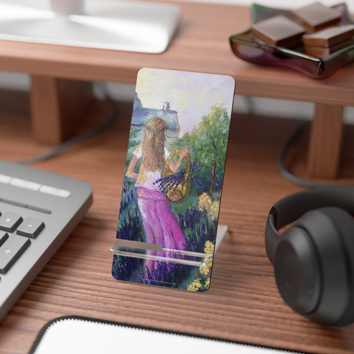 Girl in a lavender Field Cell Phone Stand