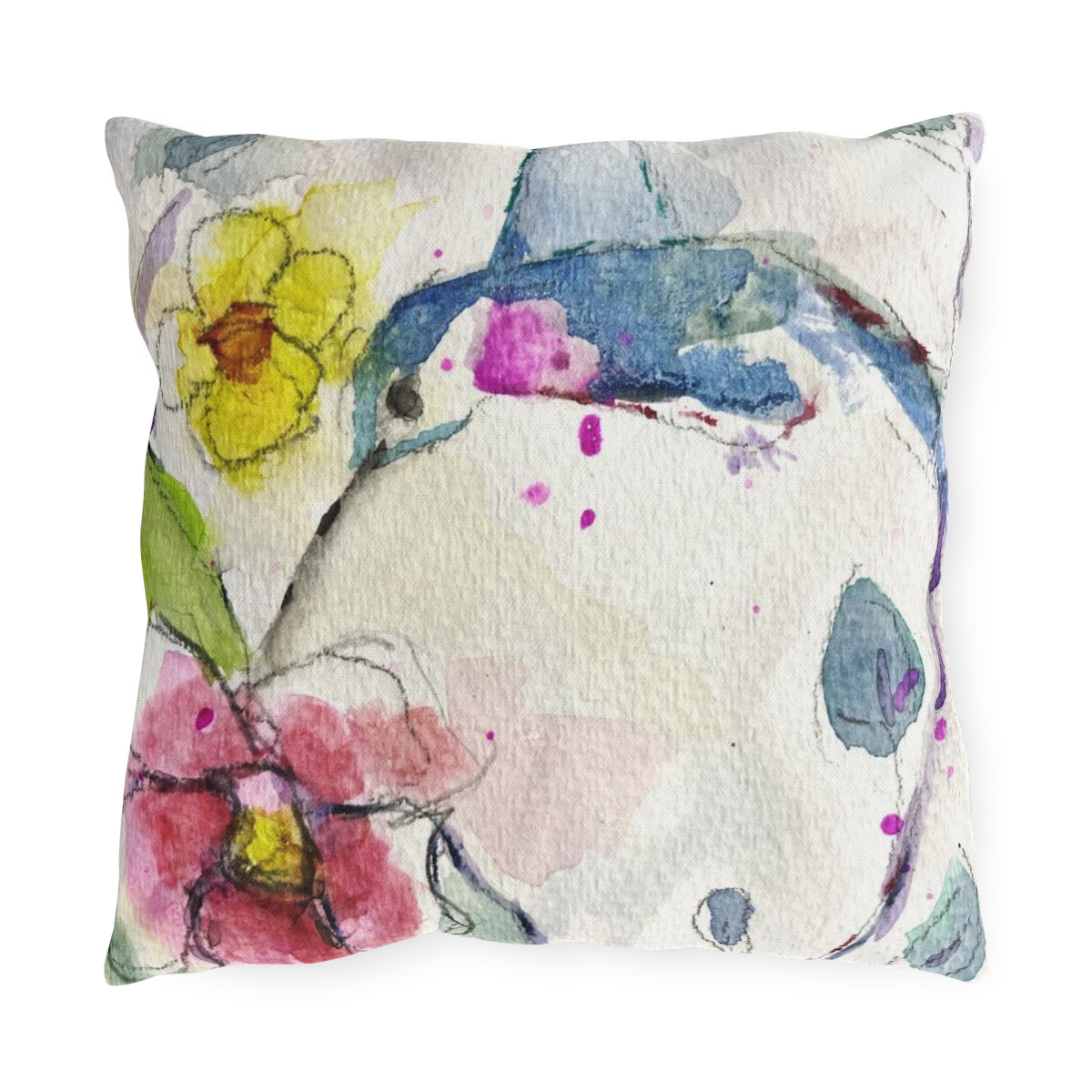 Magical Floating Hummingbird Outdoor Pillows