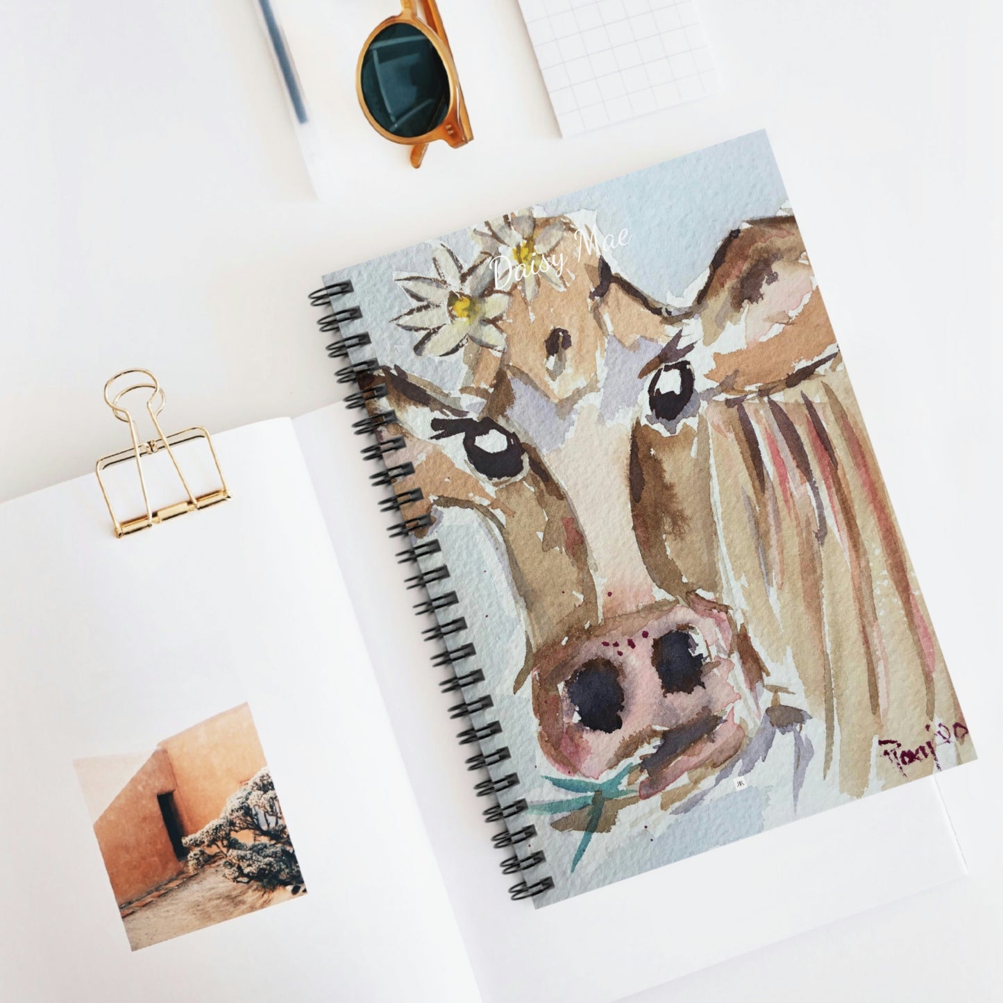 Daisy Mae - Pintura caprichosa de vaca Cuaderno de espiral