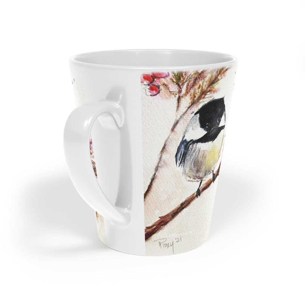 Chickadee  in a  Berry Tree Latte Mug, 12oz