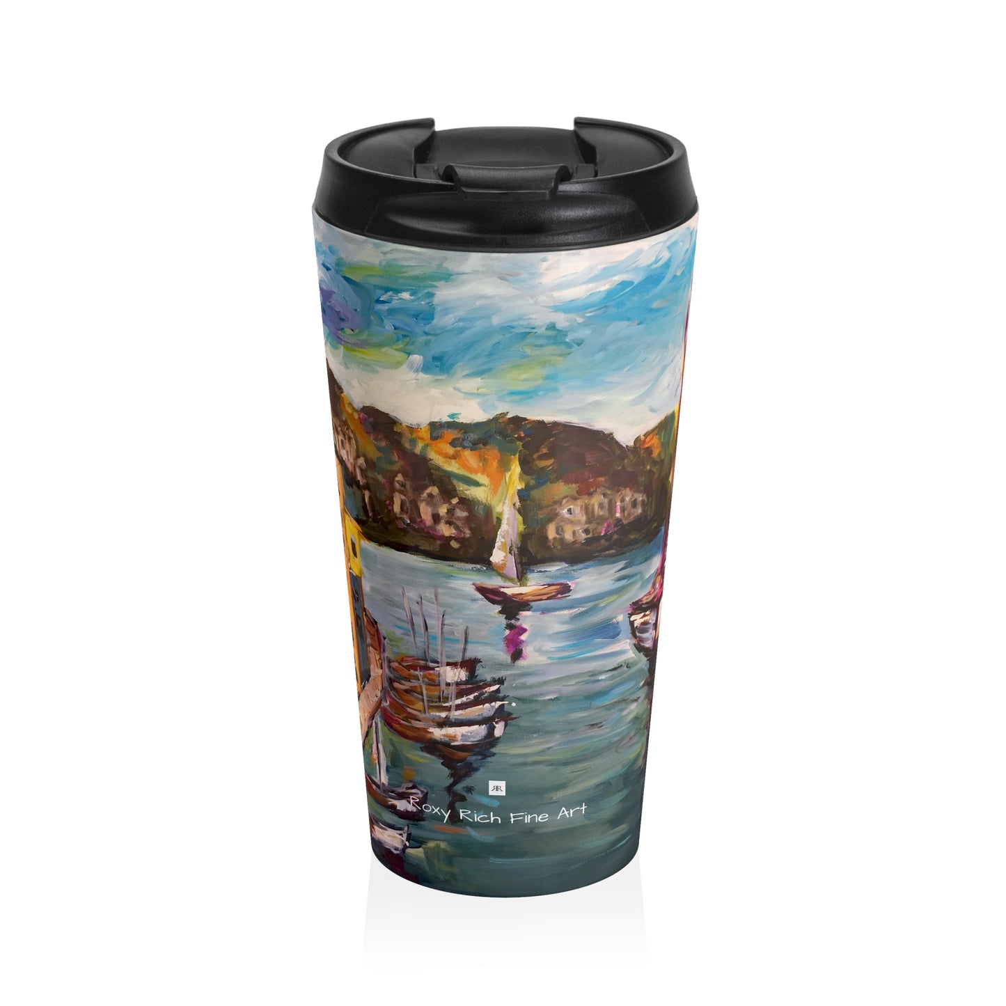 Portofino Harbour Italie Tasse de voyage en acier inoxydable