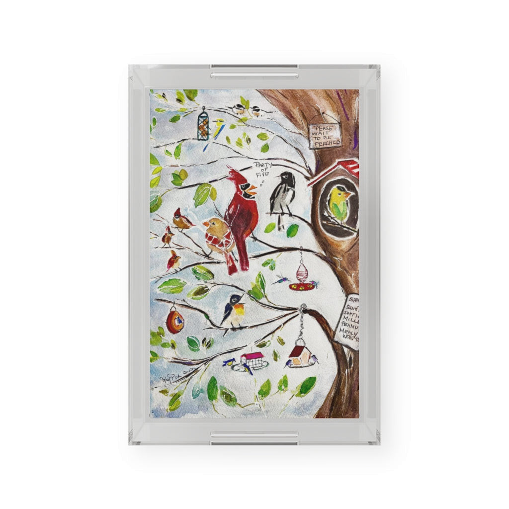 Party of Five (Cardinals at Bird Restaurant)  Acrylic Serving Tray