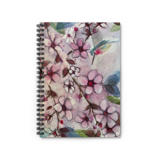 Hummingbird in Cherry Blossoms  Spiral Notebook
