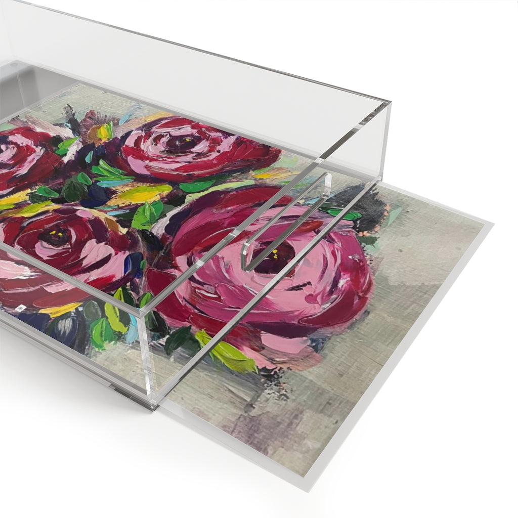Plateau de service en acrylique Roses roses minables