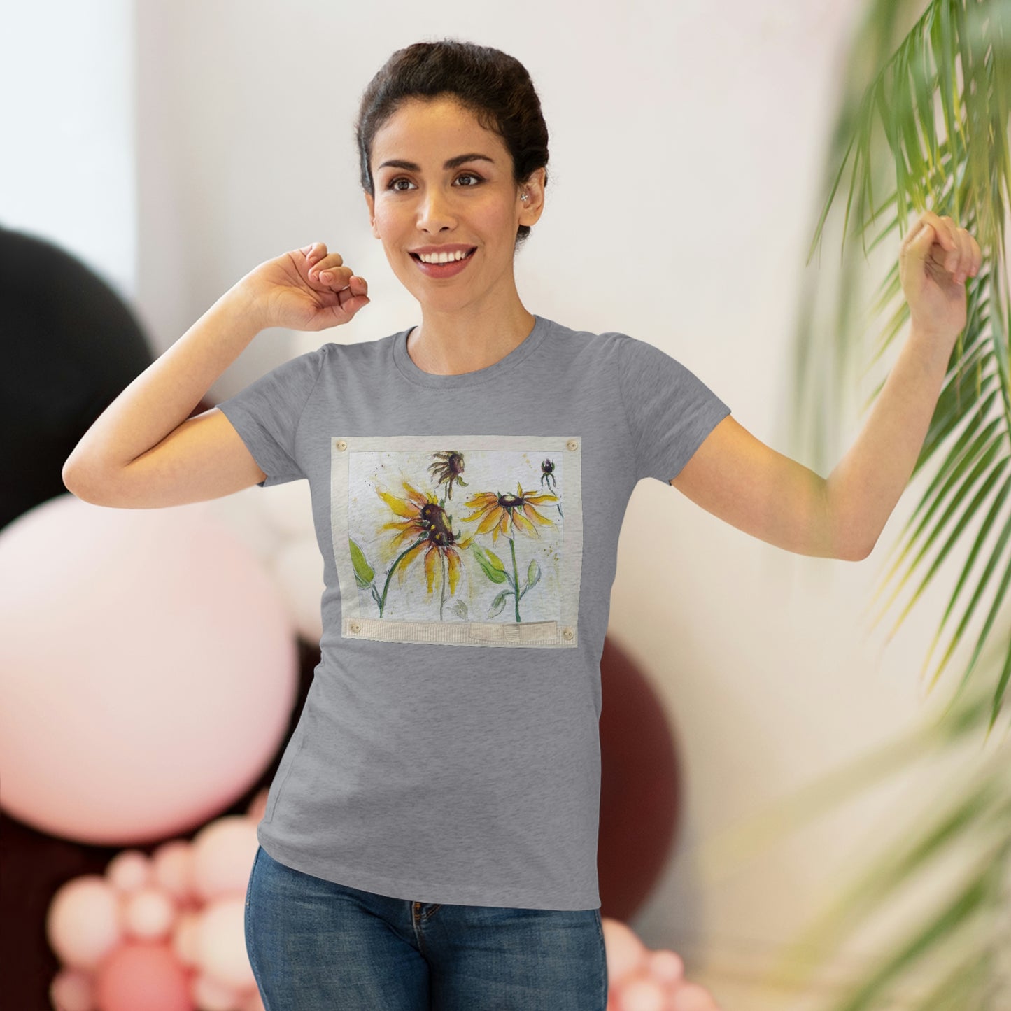 Camiseta Triblend ajustada para mujer con girasoles de otoño