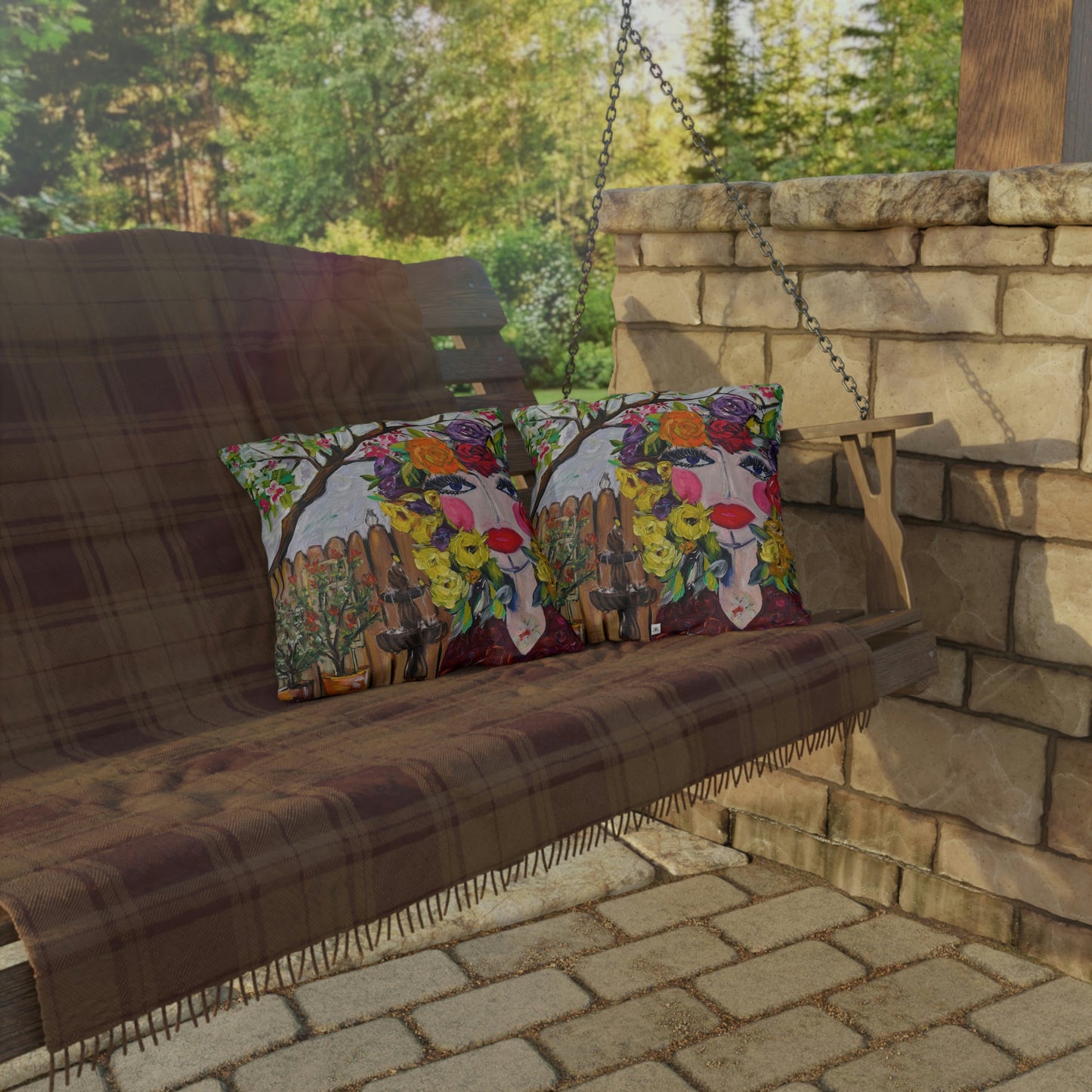 Birds and Blossoms Outdoor Pillows