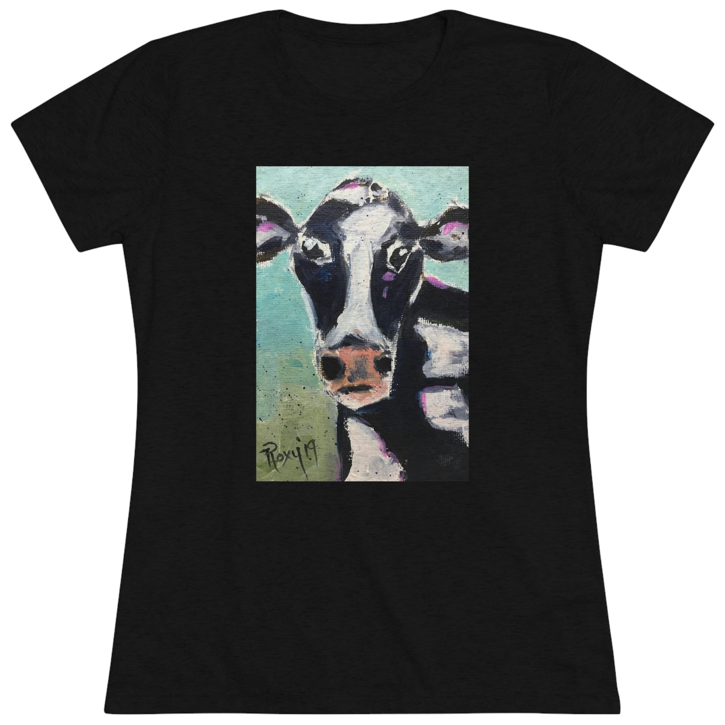 Edna Cow Camiseta ajustada Triblend Tee para mujer